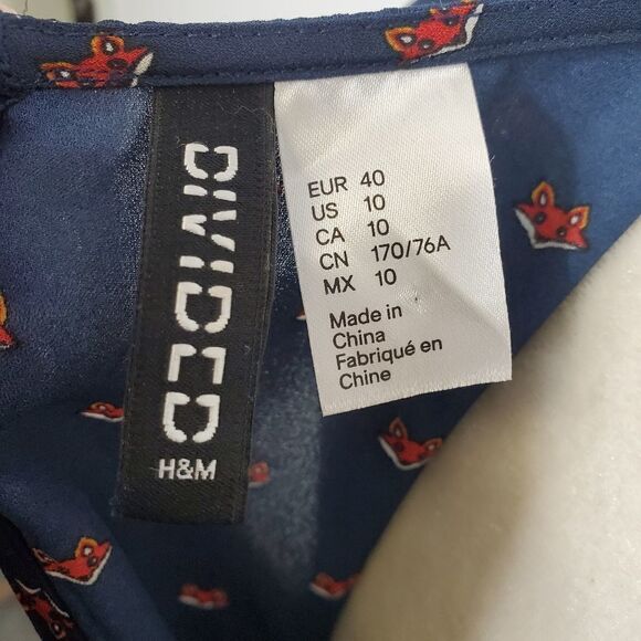 H&M romper Divided navy blue fox novelty print long sleeve open back 10 - Picture 5 of 7